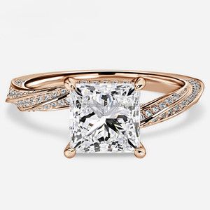 Anillo de Boda Romántico para Mujer en Oro Amarillo de 14k con Diamante Natural CVD HPHT Corte Esmeralda y Moissanita Lateral - Product Image 1