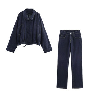 Nuevo Conjunto de Dos Piezas de Mezclilla Ajustado para Mujer, Estilo Moderno, Top sin Mangas Transpirable con Botones, Estilo Casual Primavera/Verano - Product Image 1