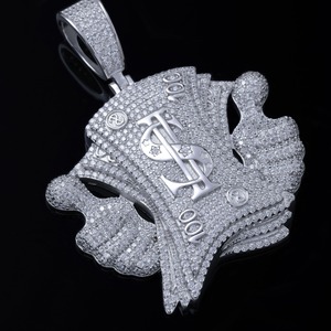 Colgante de moda personalizado estilo hip hop, hipoalergénico, de plata 925, con diseño de signo de dólar, chapado en oro. - Product Image 5