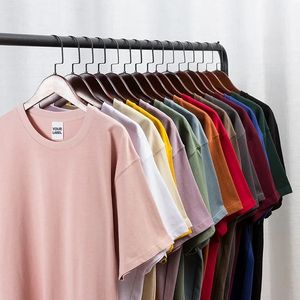 Camiseta Casual Oversize de Hombre, Tejida, Sólida, Pesada, Transpirable, Bordada, Vintage, de Alta Calidad, Lisa, Cuello Redondo, Manga Corta, 100% Algodón - Product Image 3