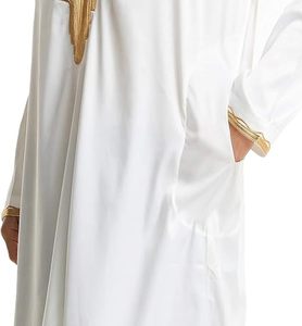 Caftán marroquí estilo turco, ropa étnica musulmana islámica tradicional, 100% algodón y seda, transpirable, Thobes Jubbah para hombre - Product Image 5