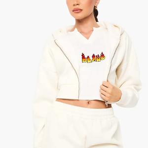 En Stock, Listo para Enviar, Ropa Urbana al por Mayor, ODM, Sudadera con Capucha y Cierre de Cremallera, 100% Algodón Ecológico, Corte Ajustado para Chicas - Product Image 3