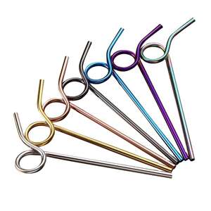 Pajitas Reutilizables de Acero Inoxidable Bold Blossom Bendy Loop, Ecológicas, Biodegradables, de Grado Alimenticio, 6mm X 215mm - Product Image 1