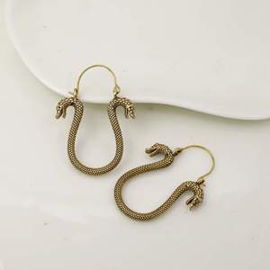 Pendientes Colgantes Vintage con Forma de Serpiente, Chapados en Oro Antiguo, de Latón, Joyería Unisex, Pendientes de Moda con Patrón Animal - Product Image 5