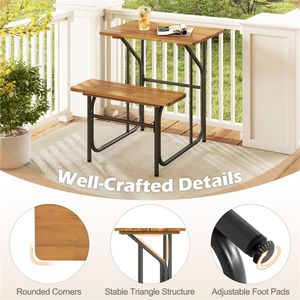 Set Tavolo e Panchina da Esterno in Legno di Acacia Monofacciale, Design Unico Combinabile per Picnic e Set da Giardino - Product Image 6