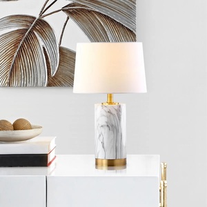 Minimalist Marble Console <b>Lamp</b> With Smooth Cylindrical <b>Base</b> Soft Warm Illumination And Designer Inspired Appeal - Product Image 4