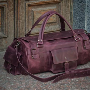 กระเป๋าเดินทางหนังแท้จากโรงงาน รุ่น Retro Duffle Weekender ขนาดใหญ่ จุของได้เยอะ ใช้เป็นกระเป๋าถือขึ้นเครื่องได้ ตะเข็บเย็บอย่างทนทาน ซิปคุณภาพดี - Product Image 1