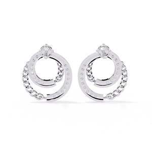 Boucles d'oreilles créoles en diamant de laboratoire, taille brillant rond, certifiées IGI, avec chaîne en argent, bijoux de mariage - Product Image 6