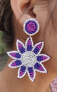 Joyería artesanal de cuentas bordadas con flores moradas, accesorios clásicos coloridos con cuentas, ligeros, de MULTI CRAFT - Product Image 2