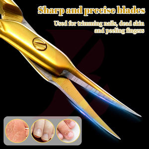 Produit tendance de couleur dorée, outil de soin personnel, ciseaux à cuticules pour couper les peaux mortes, lame droite et tranchante, personnalisation possible. - Product Image 6