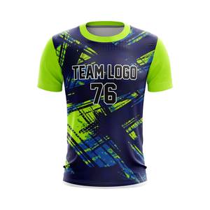 Jersey Personalizado para Deportes Electrónicos, Impresión por Sublimación, 100% Poliéster, Secado Rápido, Unisex, Cuello Redondo, Diseño de Logotipo Frontal, Patrón Verde y Azul - Product Image 1