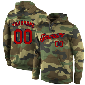 Sweat-shirt à capuche en polaire camouflage personnalisé avec nom et numéro d'équipe, pull sport en polyester/coton à séchage rapide - Product Image 1
