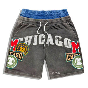 Shorts Homme Personnalisés OEM Double Couche, Style Décontracté Vintage, Effet Délavé Acide, 100% Coton, Séchage Rapide, Coupe Mi-Haute Streetwear - Product Image 4