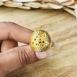 Latest Design Chunky Hammered <b>Rings</b> Boho Brass Jewelry For Women 18k Gold Plated Textured Band Minimalist <b>Dome</b> Wholesale/OEM/ODM - Product Image 2