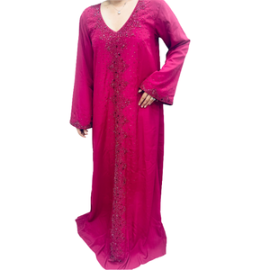 Nouveautés : Abaya Modeste Bleu Glacé pour Femme, Vêtement Islamique à Manches Longues, Tenue de Soirée Ethnique Musulmane, Abaya Ornée de Perles Lourdes - Product Image 3