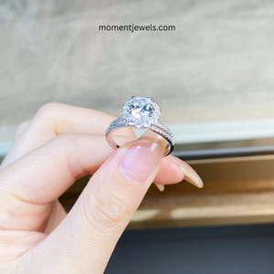 S925 Silver Moissanite <b>Ring</b> Rhodium Plated 0.08µm <b>Thickness</b> Round Moissanite Claw Setting Electroplated Fine Jewelry - Product Image 4