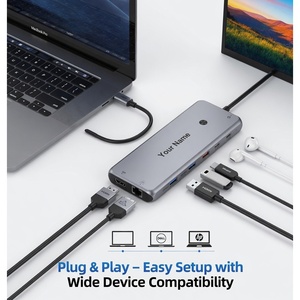 LIONWEI 13-in-1 USB C Docking Station ขายส่งฮับเชื่อมต่อจอแสดงผลสามจอพร้อมพอร์ต HDMI VGA Ethernet คู่ และพอร์ต USB 8 พอร์ตสำหรับแล็ปท็อป - Product Image 6