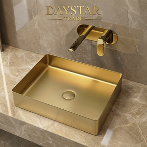 Évier de cuisine rectangulaire Daystar Trade en laiton martelé fait main, finition brossée, à quatre trous, à encastrer, sur mesure - Product Image 2