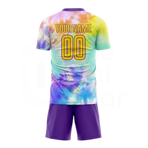 Custom Tie Dye Soccer Jersey Shorts Set Unisex Adult Moisture Wicking 100% Polyester Crew Neck Short Sleeve Team Name Front - Product Image 2