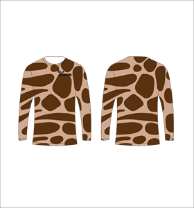 Camiseta de Manga Larga Sublimada Personalizada, Color Marrón Bronceado, con Estampado de Jirafa, Cuello Redondo, Ropa Deportiva de Alto Rendimiento, Estilo Feroz, al por Mayor - Product Image 1