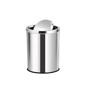 Poubelle à couvercle roulant portable en acier inoxydable, écologique, avec impressions de logo personnalisées pour la maison, la cuisine, la salle de bain, le bureau - Product Image 1