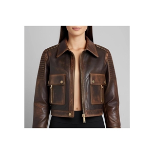Veste en cuir de luxe pour femmes avec cuir véritable lisse et design intemporel ODM - Product Image 1