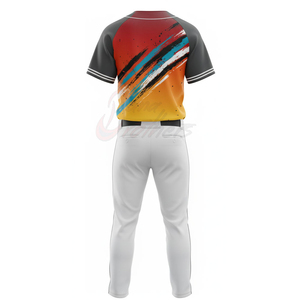 Ensemble de maillots de baseball personnalisés sublimés pour hommes, manches courtes, 100 % polyester, évacuation de l'humidité, toutes saisons, pantalon blanc avec braguette boutonnée - Product Image 3