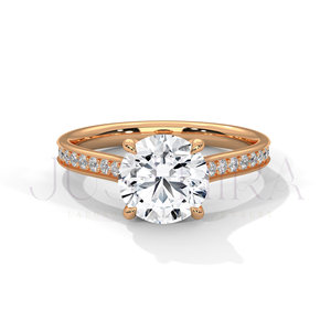 Elegant Design 14k Rose Gold Engagement <b>Ring</b> Classic Proposal <b>Ring</b> With Round Cut Moissanite Diamond Wedding Jewelry Gift - Product Image 1