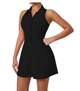 Vestido de Golf Blanco para Mujer, Cuello Polo, Cierre de Cremallera, Sin Mangas, Color Sólido, Spandex/Nailon, Secado Rápido, Transpirable, Estilo Deportivo - Product Image 2