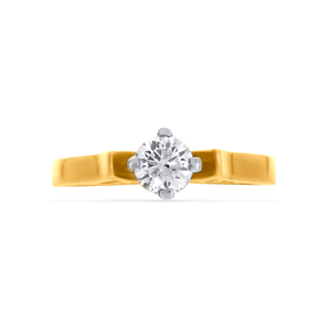 Bague Solitaire Ravine Charismatique de Luxe en Or Jaune 18 carats avec Diamant Solitaire Rond Brillant pour Femme - Product Image 3