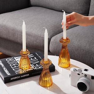 Porte-bougies en verre faits à la main en gros |   Design côtelé |   Moradabad - Product Image 2