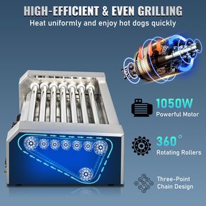 Macchina Scaldacibo per Hot Dog da 18 Posti, 1050W, in Acciaio Inossidabile, con Doppio Controllo della Temperatura e Luce LED, Attrezzatura da Cucina Commerciale - Product Image 5