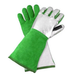 Aluminized Cowhide Split Leather Safety Gloves <b>Fire</b> Retardant Heat Resistant Welding Hand Protection Industrial and Household - Product Image 2