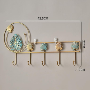 Decorative Metal <b>Wall</b> <b>Hook</b> Rack with Leaf Design <b>Wall</b> Mounted Organizer for <b>Keys</b> Coats Hats and Home Decor - Product Image 2