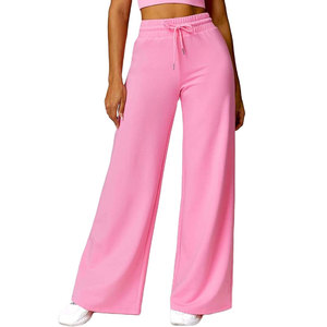 OEM Custom Manufacturer Women's Breathable Baggy Sweatpants 100% Cotton Quick Dry Drawstring Waist Sporty Sweatpants - Product Image 1