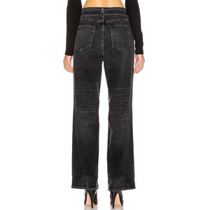 Pantalones Vaqueros de Mezclilla para Mujer, Diseño Personalizado con Logotipo, Invierno, Corte Recto Holgado, Ajuste Ajustado, Estilo Vintage, Largo hasta el Tobillo, 100% Denim, Alta Calidad, Transpirables - Product Image 3