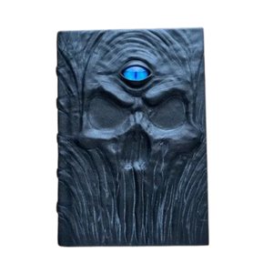 Diario de Cuero con Diseño de Esqueleto de Tercer Ojo, Libro de Hechizos de Cuero Negro con Ojo Azul, Cuaderno de Tapa Dura con Encuadernación Antigua, Papeles Blancos Hechos a Mano - Product Image 1
