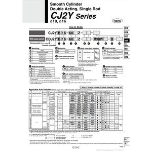 กระบอกลมนิวเมติก SMC CDJ2YB10-30Z-B ชิ้นส่วนนิวเมติก - Product Image 1