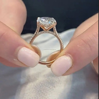 Anillo de Plata de Ley 925 con Corte Ovalado Grande y Moderno, con Halo Oculto y Diamantes Simulados, Precioso Anillo de Moissanita para el 25.º Aniversario