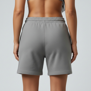Shorts de survêtement en molleton pour femmes grandes tailles, taille élastique, logo personnalisé, fabricant de marque privée - Product Image 4