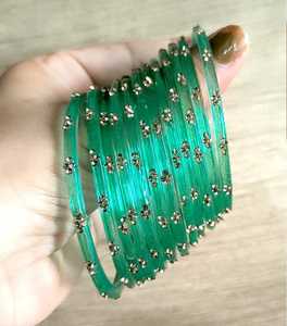 Ensemble de bracelets en verre vert clair avec motif de fleurs en strass de cristal, style bohème, bijoux pour femmes - Product Image 4