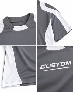 T-shirt Oversize Unisexe en Coton Gris et Blanc à Panneaux, Épaules Tombantes, Style Streetwear, Vêtement Personnalisé en Gros pour Marque Privée - Product Image 6