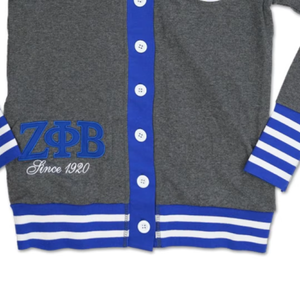 Cardigans décontractés unisexes Zeta Phi Beta noirs à col en V, manches longues, avec logos brodés, pour l'hiver, pulls de sororité et de fraternité - Product Image 6