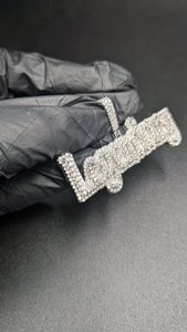Colgante de letra personalizada de plata 925 con diamante de moissanita VVS para uso unisex, colgante estilo hip hop. - Product Image 3