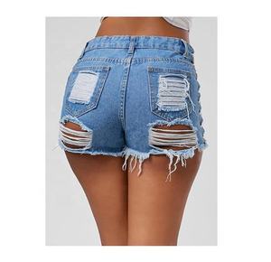 Shorts en jean recyclé pour femme, mélange de coton écoresponsable, coupe ample, finition vintage, marque privée personnalisée, vente en gros, taille haute - Product Image 5