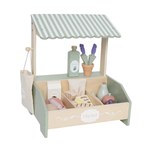 ชุดของเล่นจำลองตลาดขายของสำหรับเด็ก ทำจากไม้ MDF สีเขียวพาสเทล พร้อมอุปกรณ์เสริมสำหรับเล่นบทบาทสมมติ ขายส่ง - Product Image 2