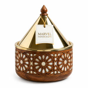 Marvel Handicrafts Premium Insulated Wooden Casserole with Stainless Steel Lid Double Wall Hot Pot Food <b>Warmer</b> Serving Container - Product Image 1