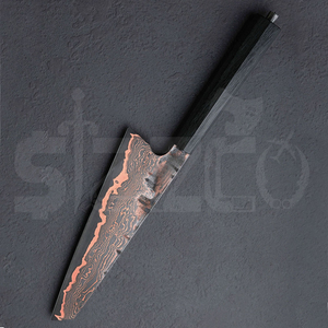 OEM Custom Copper Damascus Steel Brisket Slicing Knife Handmade <b>BBQ</b> Meat Carving Chef Knife Wood Handle Ideal Gift - Product Image 4