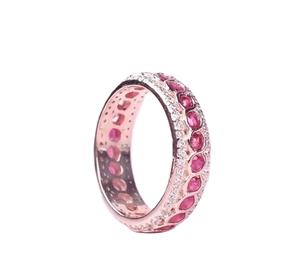 Hermoso anillo de plata esterlina de moissanita redonda blanca y rubí rojo Hermoso anillo de compromiso personalizado - Product Image 2