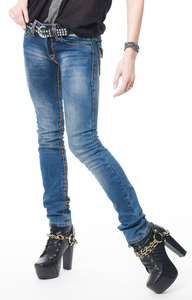 Jeans acampanados de cintura alta y color sólido para mujer con logotipo personalizado, pantalones de mezclilla para damas. - Product Image 5